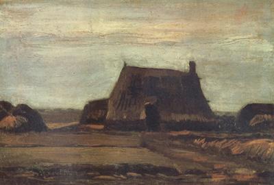 Vincent Van Gogh Farmhouse with Peat Stacks (nn04) oil painting image
